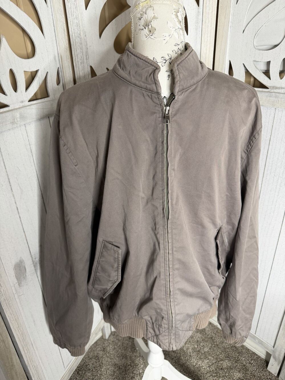 Y2K 7 Seven for All Mankind Jacket Men’s Bomber Flight Vintage Taupe Sz Large